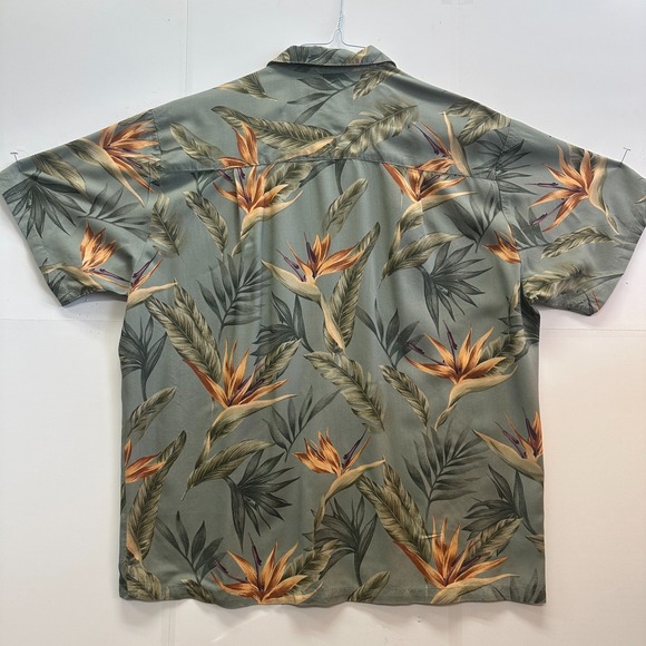 Paradise Found Vintage Hawaiian Aloha Shirt Bird of Paradise Green L 80s–90s - Picture 8 of 8